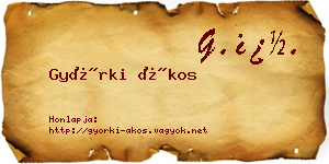 Györki Ákos névjegykártya
